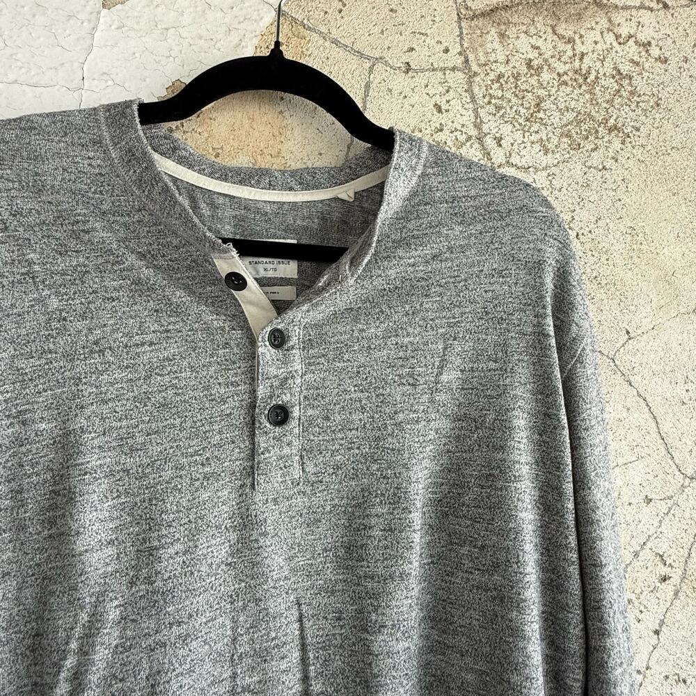 Rag And Bone Gray Henley Long Sleeve Top Mens XL Minimalist‎ Classic Cotton